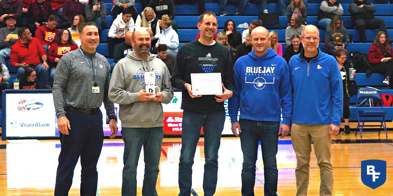 Dan Berggren presented with the Bluejay Way Community Partner award